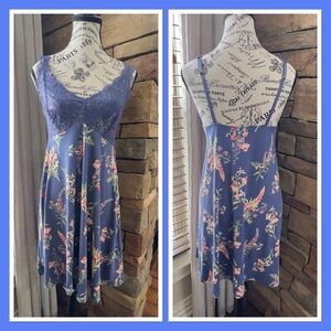 FLORA NIKROOZ Floral Lace Blue Nightgown